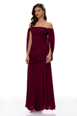 Suné Red Cross Front Ruched Maxi Dress