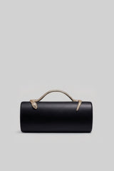 Structured Clutch Bag with Snake Handle And Gold Chain – Black