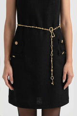 Chain Belt with Key Charm Detail – Gold