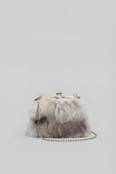 Faux Fur Clutch Bag with Kiss-Lock Closure – Khaki