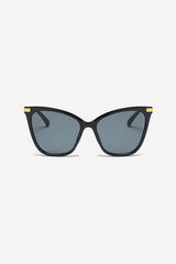 Cat-Eye Sunglasses with Textured Temples and Gold Accents – Black