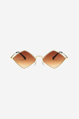 Geometric Diamond-Shaped Sunglasses with Slim Gold Frame – Brown
