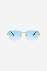 Rimless Square Sunglasses with Twisted Gold Rope Temples – Blue