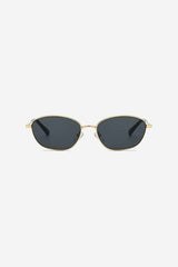 Slim Oval Sunglasses with Lightweight Metal Frame – Black/Gold