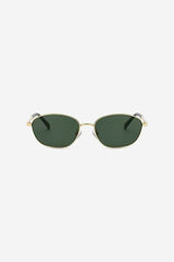Slim Oval Sunglasses with Lightweight Metal Frame – Green/Gold