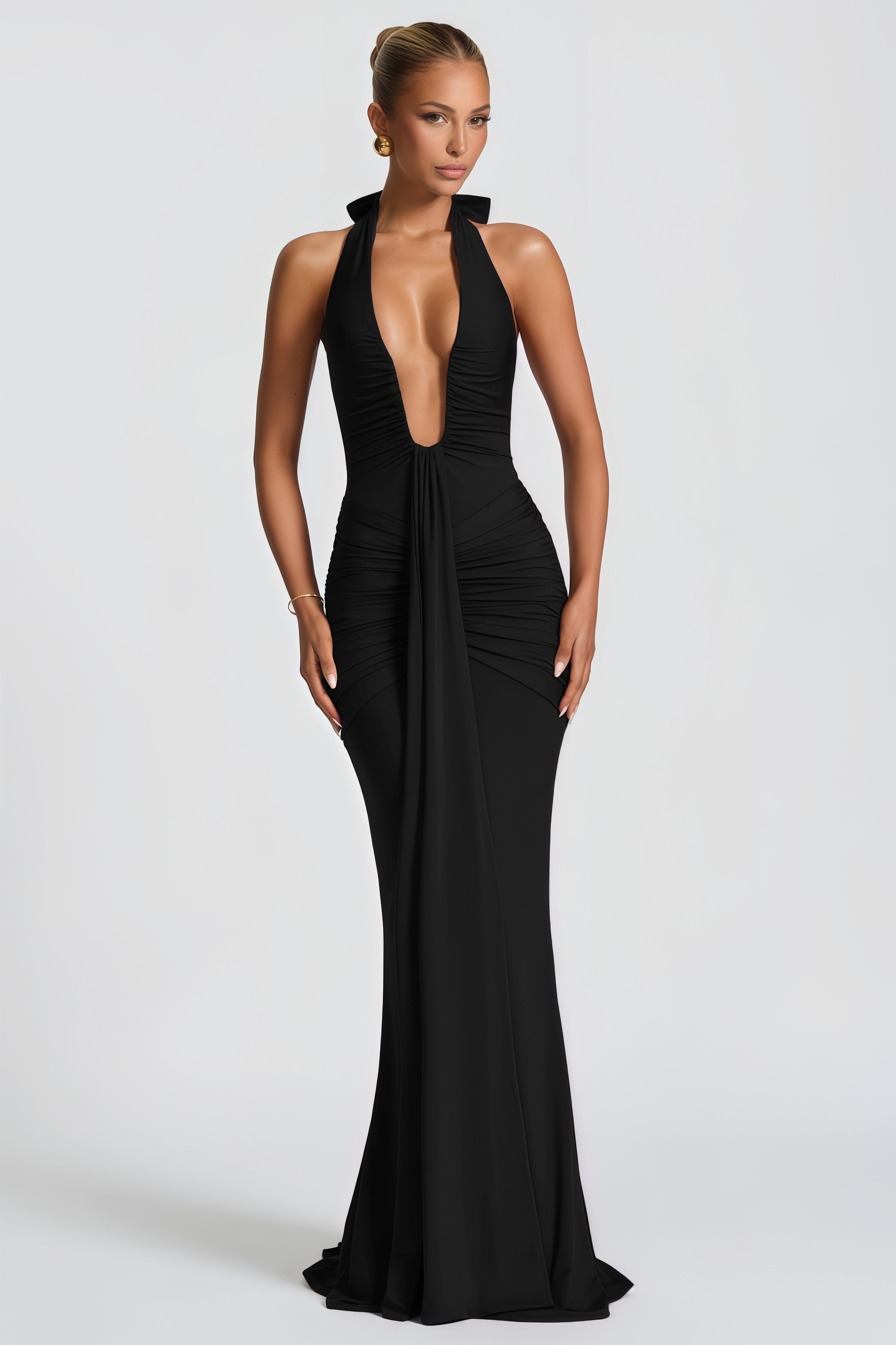 Aiglantine Halterneck Ruched Maxi Dress