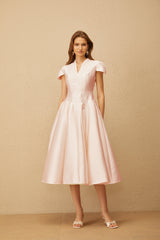 Aventin Pink Godet Design Midi Dress