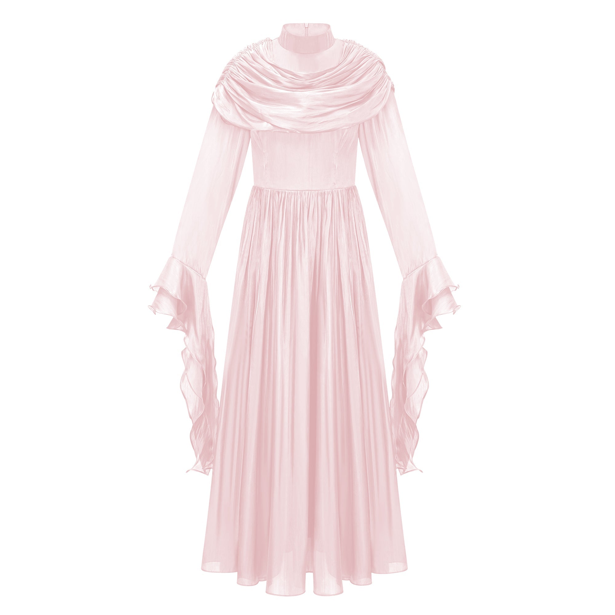 Danuta Pink Ruched Pleated Maxi Dress