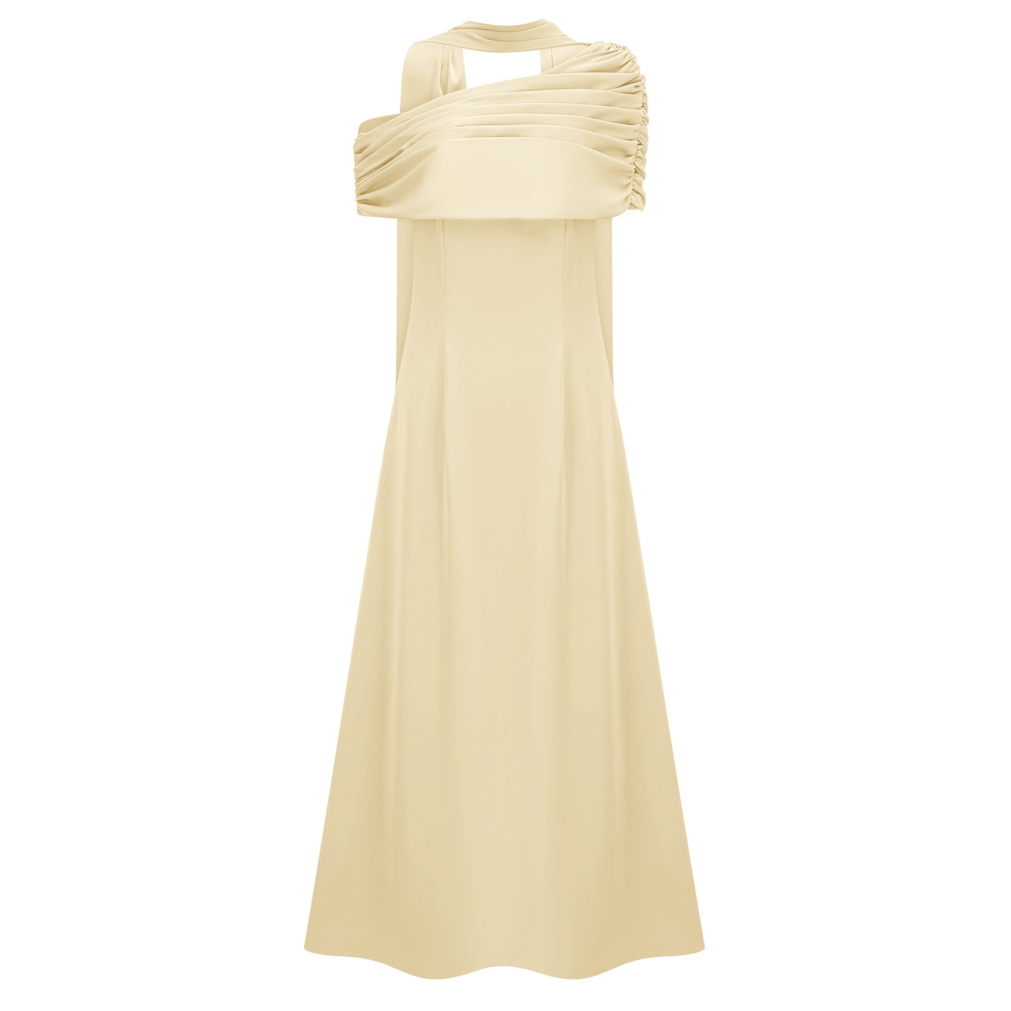 Benedetta Yellow One Shoulder Satin Maxi Dress