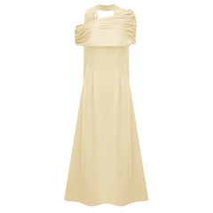 Benedetta Yellow One Shoulder Satin Maxi Dress