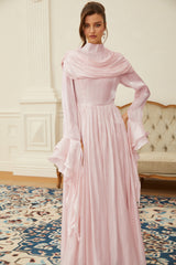 Danuta Pink Ruched Pleated Maxi Dress
