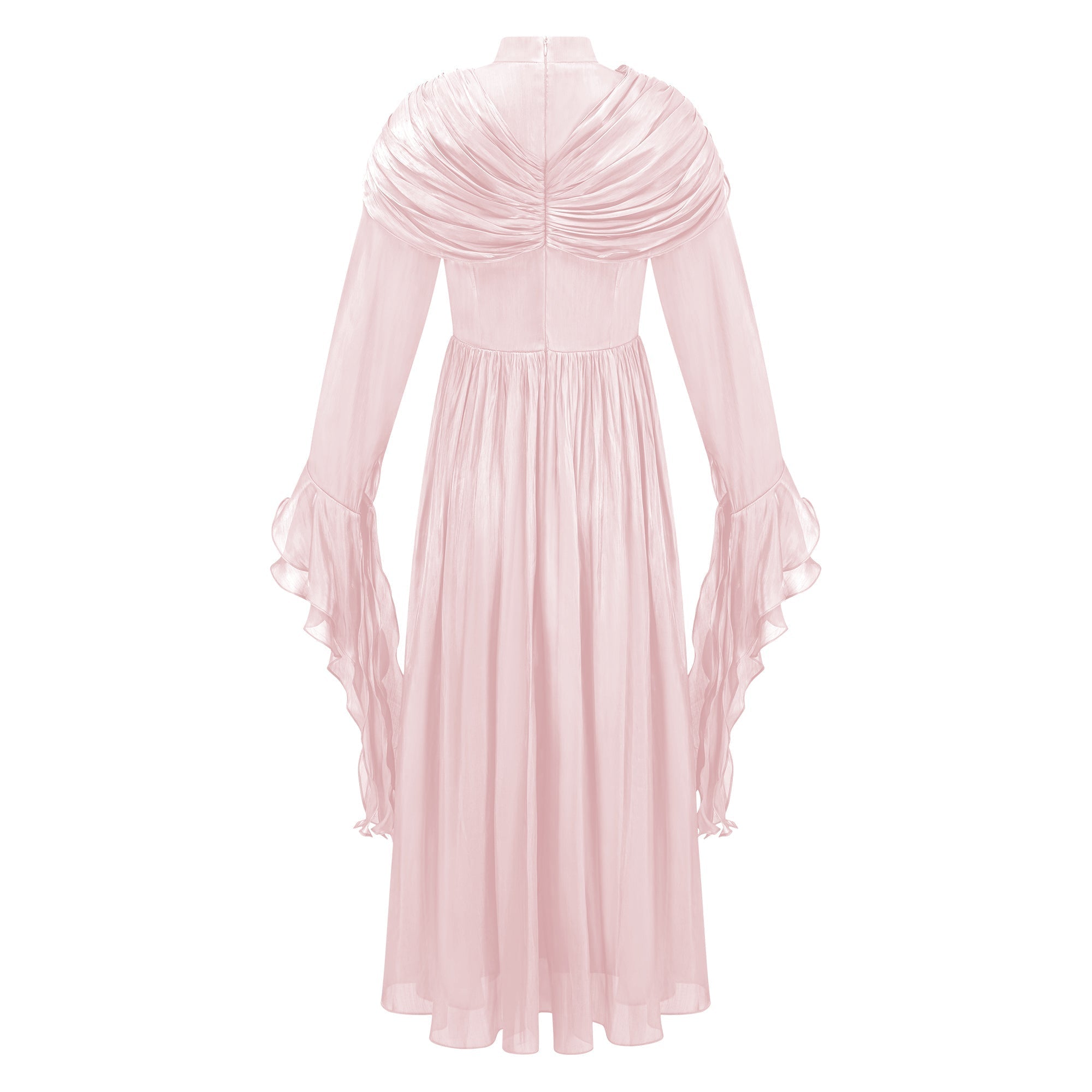 Danuta Pink Ruched Pleated Maxi Dress