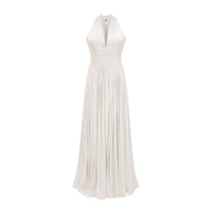 Térébenthine White Glossy Gathered Maxi Dress