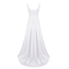 Fiona White Satin Square Neck Maxi Dress