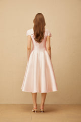 Aventin Pink Godet Design Midi Dress