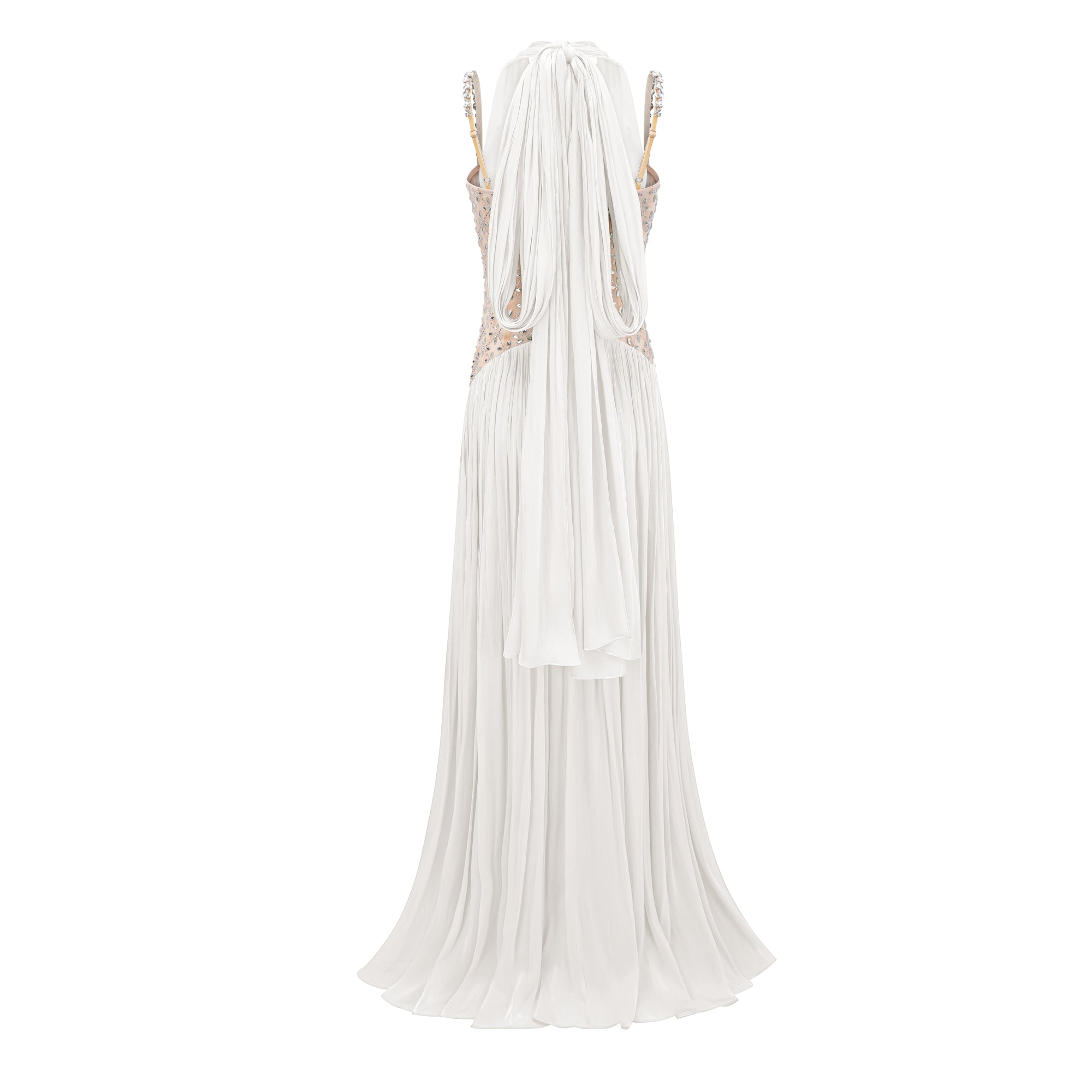 Gwenaëlle White Rhinestone Panel Maxi Dress