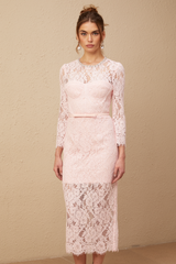 Elisabetta pink embellished floral-embroidered lace midi dress (Final Sale-US Only)