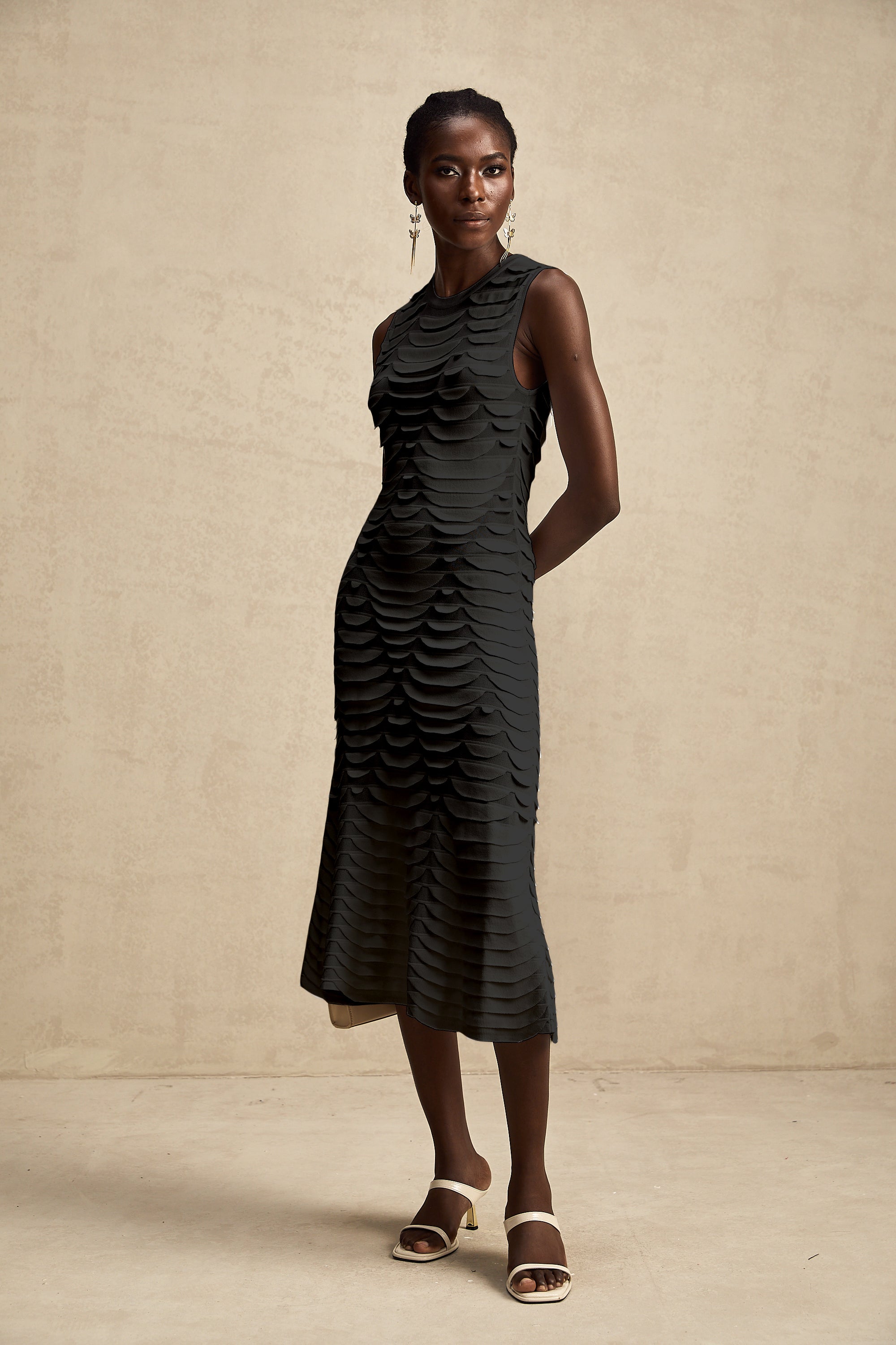Anna snake-pattern godet midi dress (Final Sale)