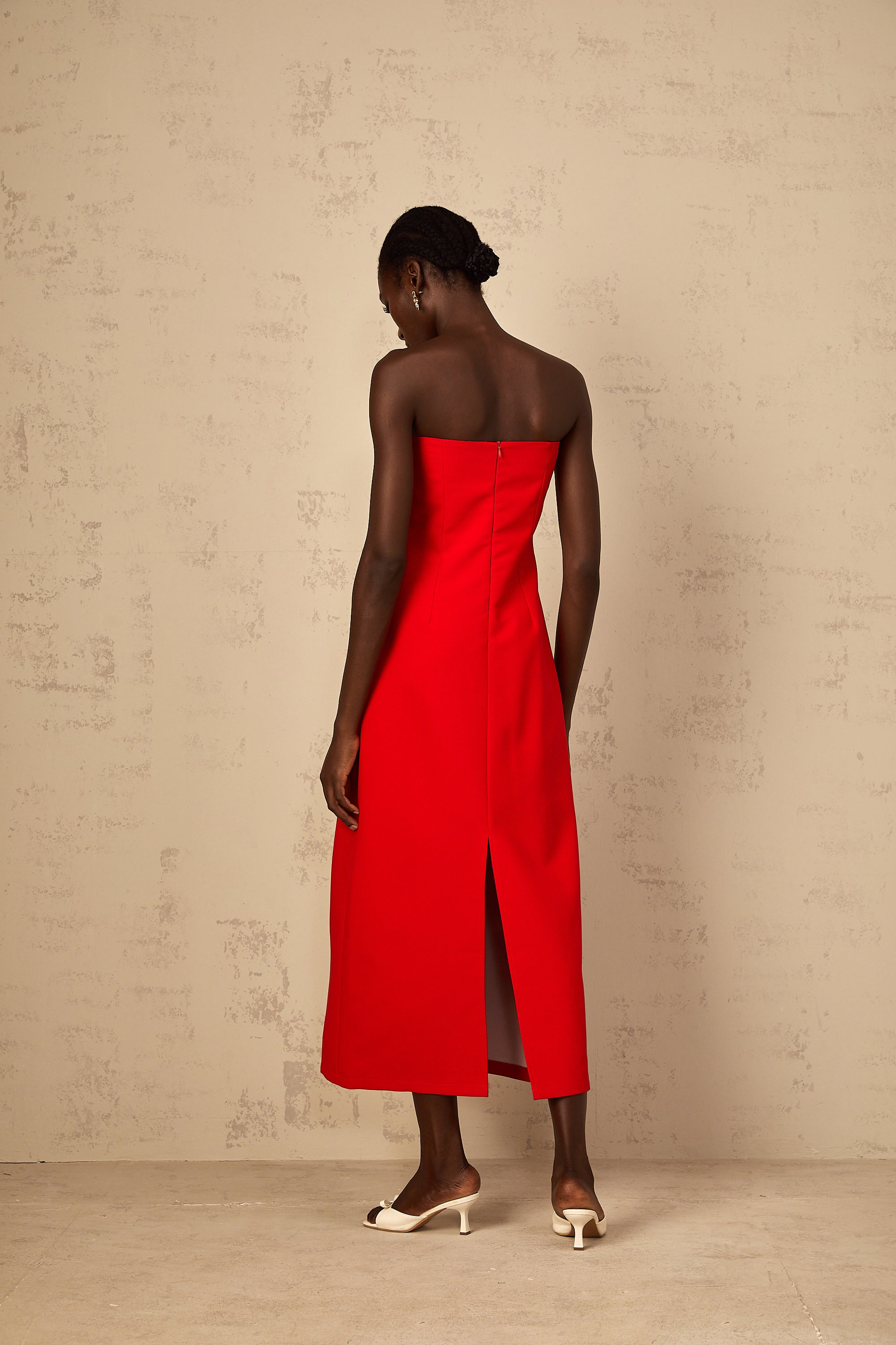 Irène Sequin Embroidered Off-Shoulder Midi Dress in Red (Final Sale-US Only)