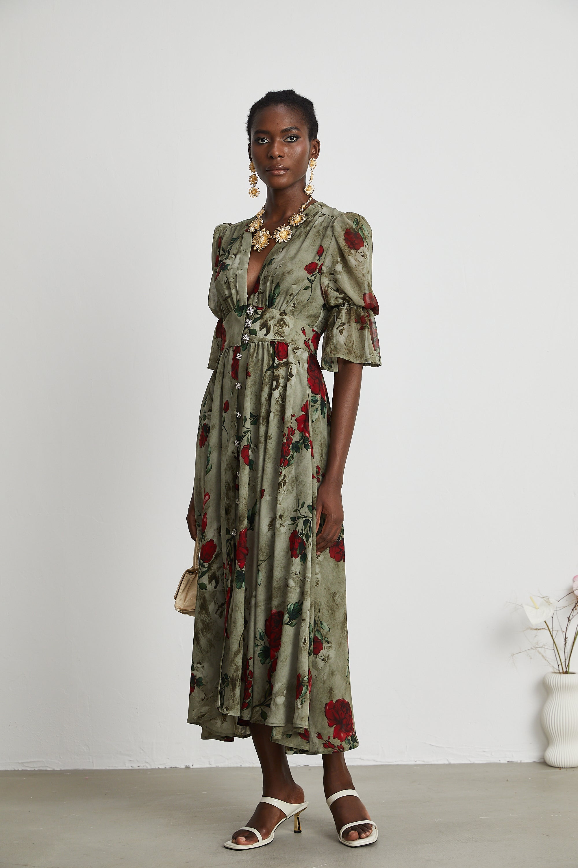 Mélisande floral-print V-neck midi dress (Final Sale-US Only)