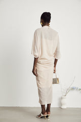 Solène semi-sheer V-neck midi dress (Final Sale-US Only)