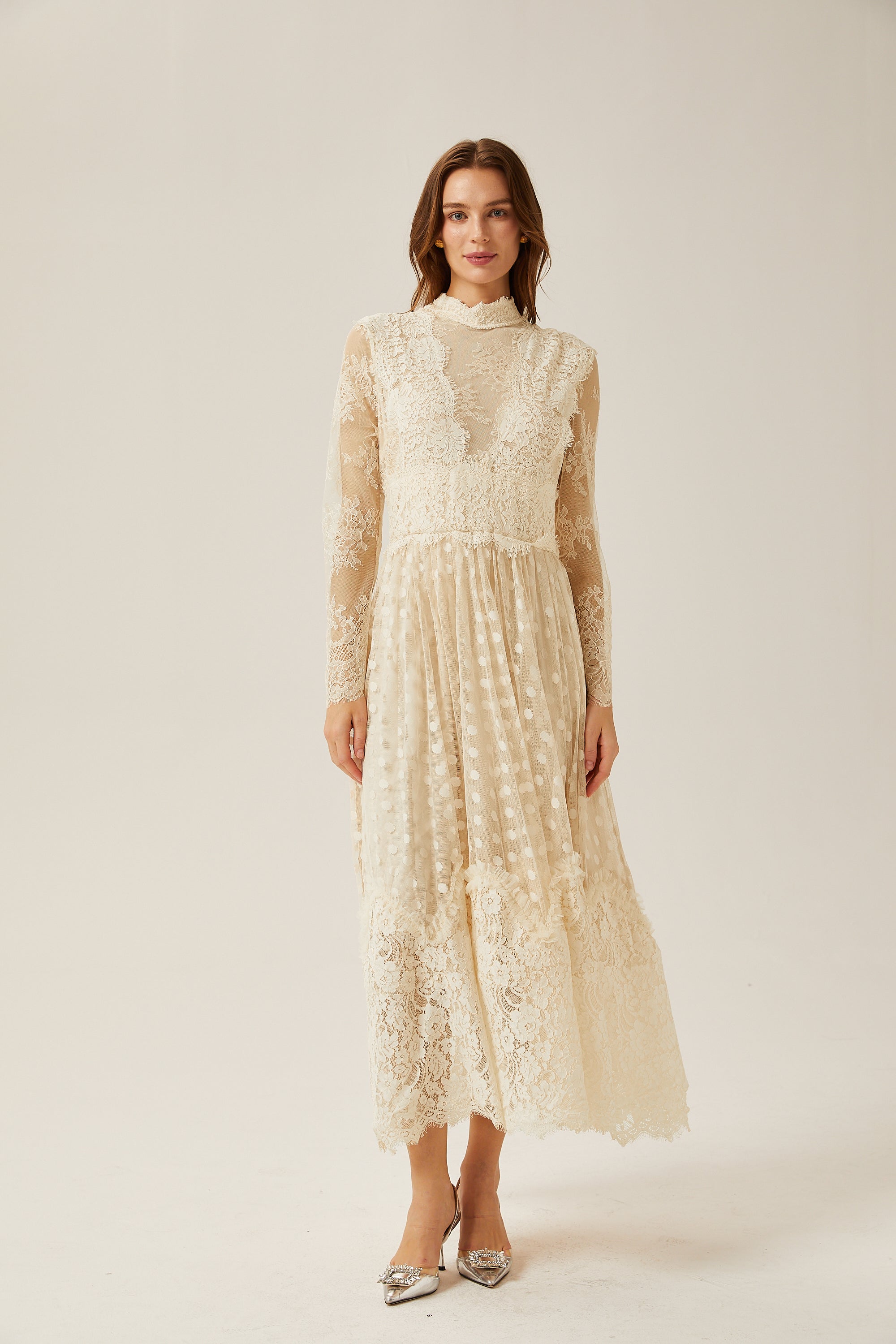 Éliane polka-dot lace-embroidered midi dress (Final Sale-US Only)