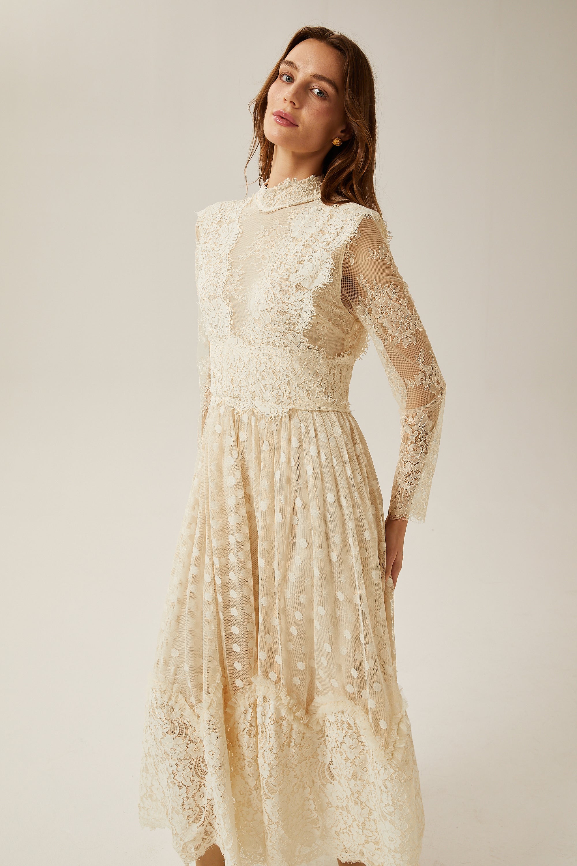 Éliane polka-dot lace-embroidered midi dress (Final Sale-US Only)