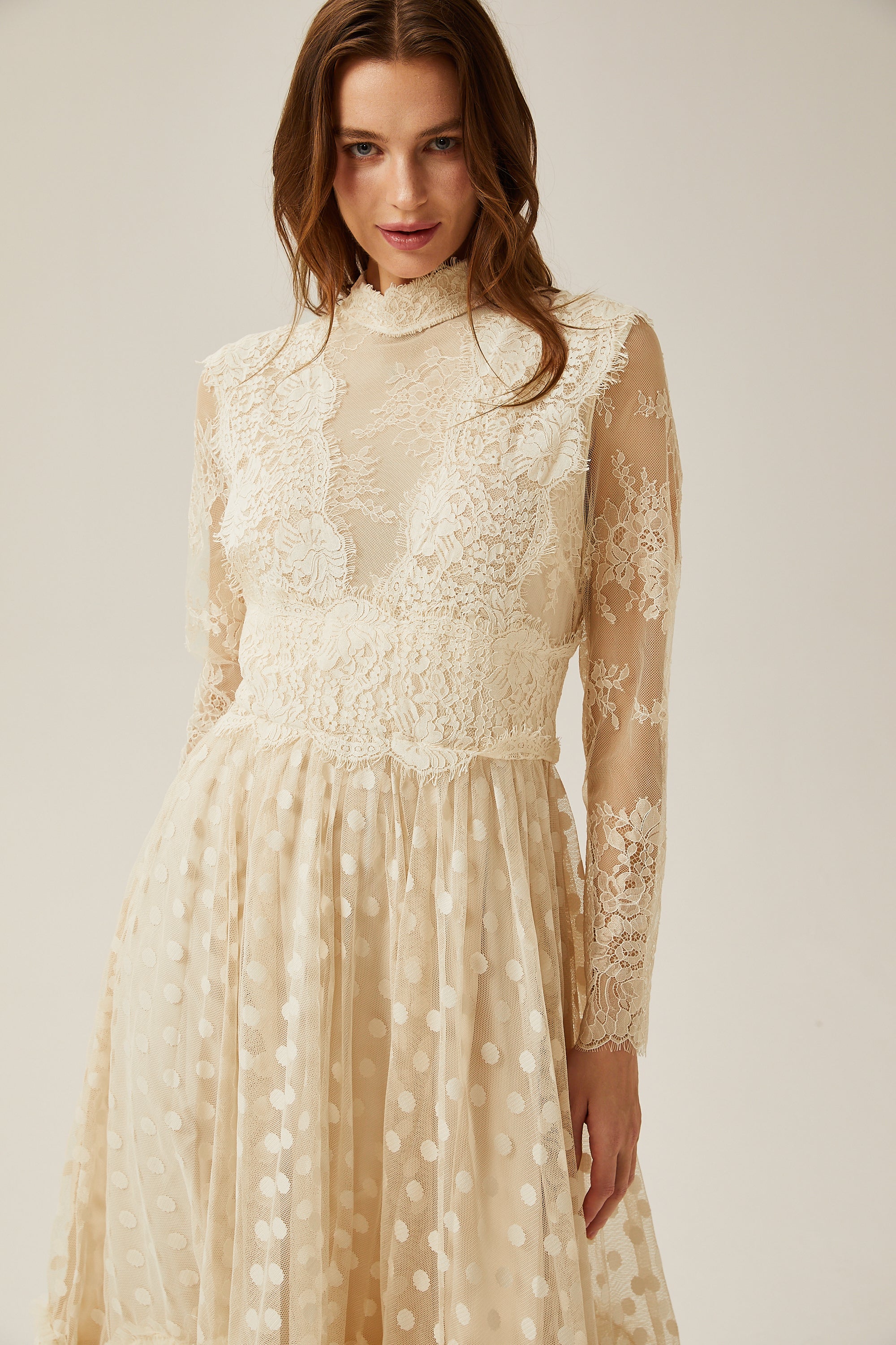 Éliane polka-dot lace-embroidered midi dress (Final Sale-US Only)