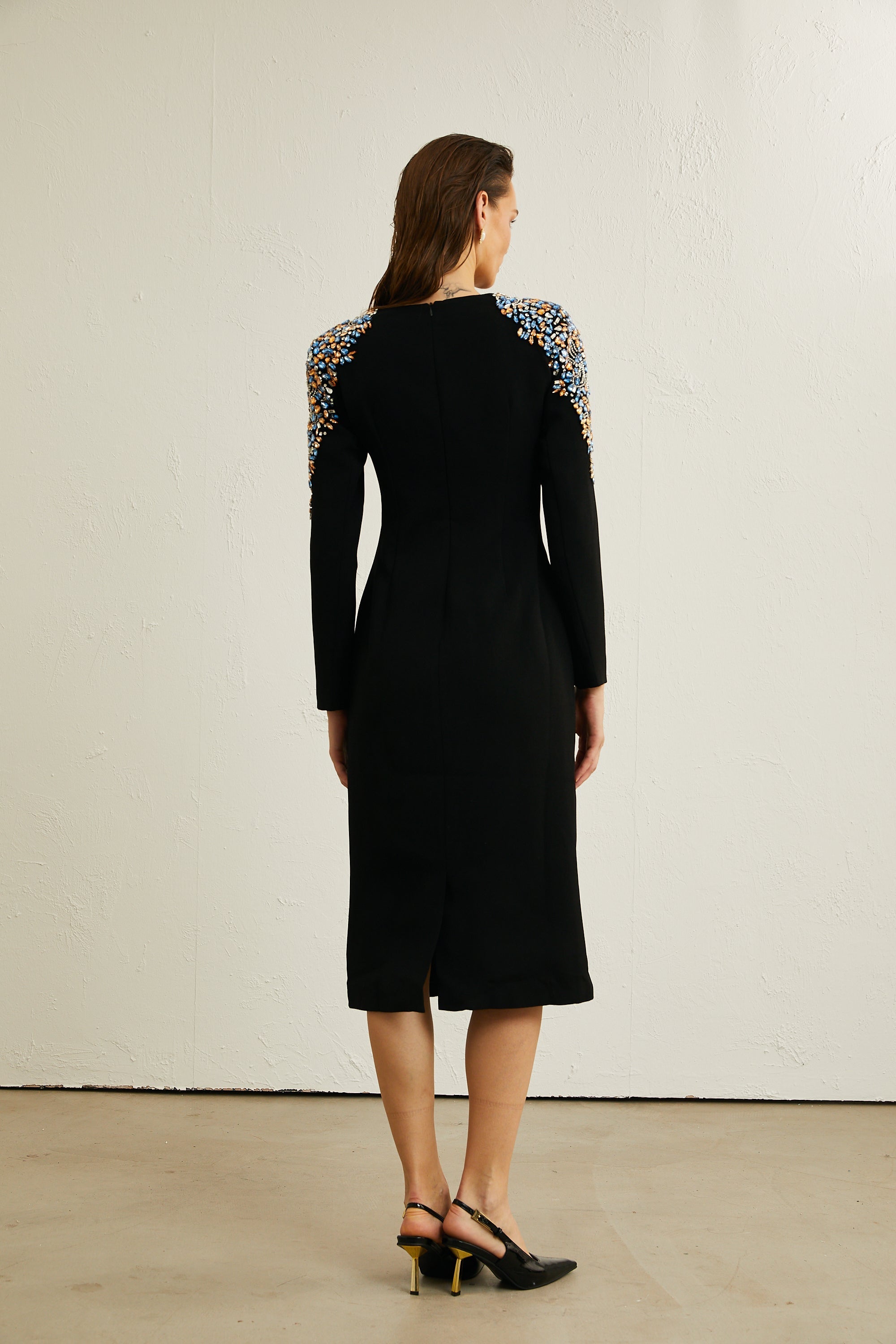 Maëlys black crystal-embellished midi dress (Final Sale-US Only)