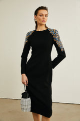Maëlys black crystal-embellished midi dress (Final Sale-US Only)