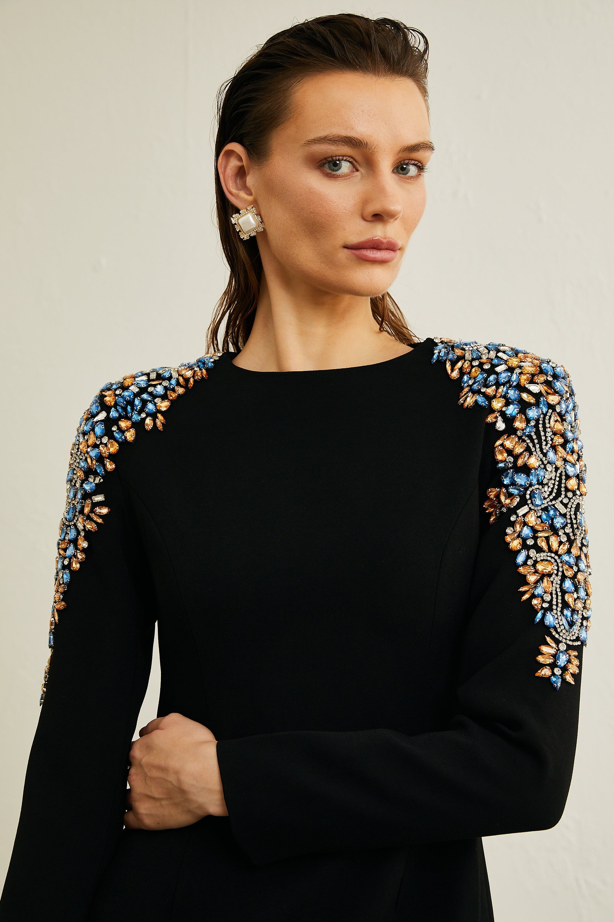 Maëlys black crystal-embellished midi dress (Final Sale-US Only)