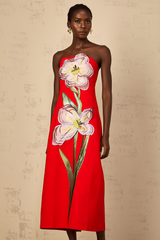 Irène Sequin Embroidered Off-Shoulder Midi Dress in Red (Final Sale-US Only)