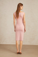 Aada Pink Fitted 3D Petal Midi Dress (Final Sale)