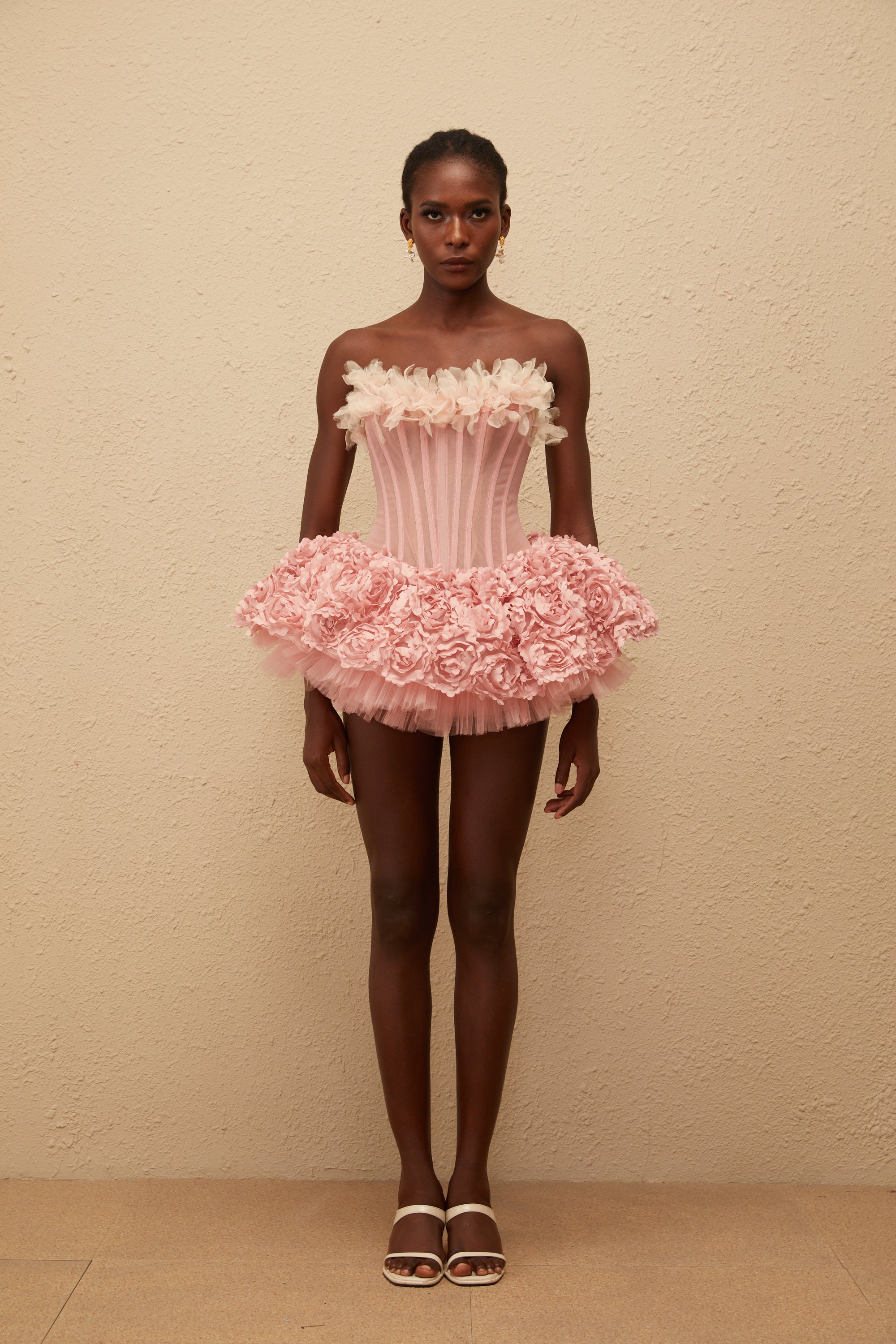 Rachel Pink 3D Petal Tulle Mini Dress