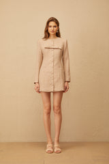 Uranie Khaki Bowknot Tweed Dress & Shorts Set