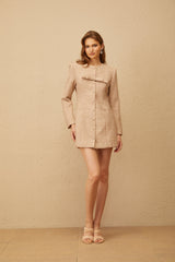 Uranie Khaki Bowknot Tweed Dress & Shorts Set