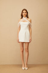 Ulla White Cross Over Bodycon Mini Dress