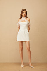Ulla White Cross Over Bodycon Mini Dress