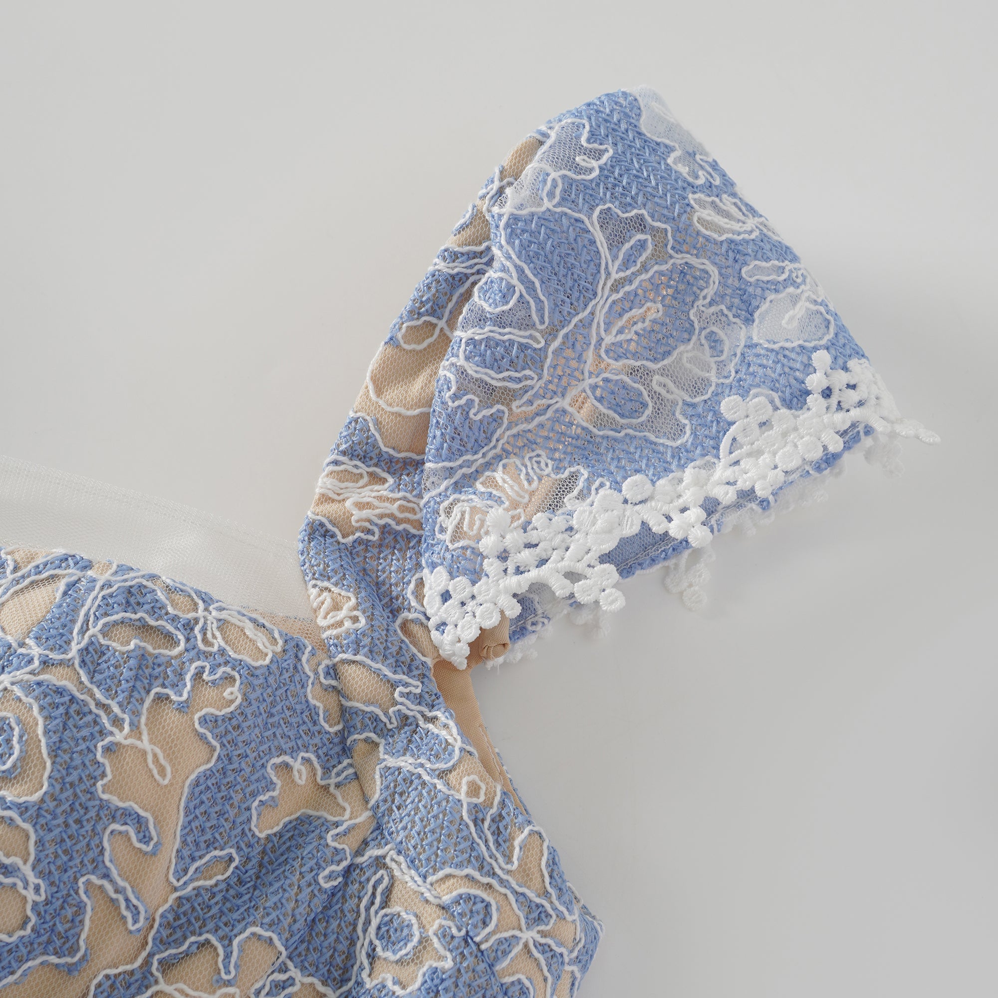 Gaëlle Blue Floral Embroidered Midi Dress