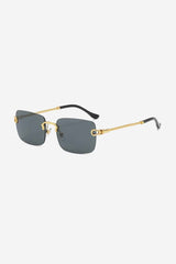 Rimless Square Sunglasses with Twisted Gold Rope Temples – Black