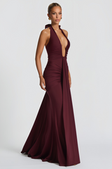 Aiglantine Halterneck Ruched Maxi Dress