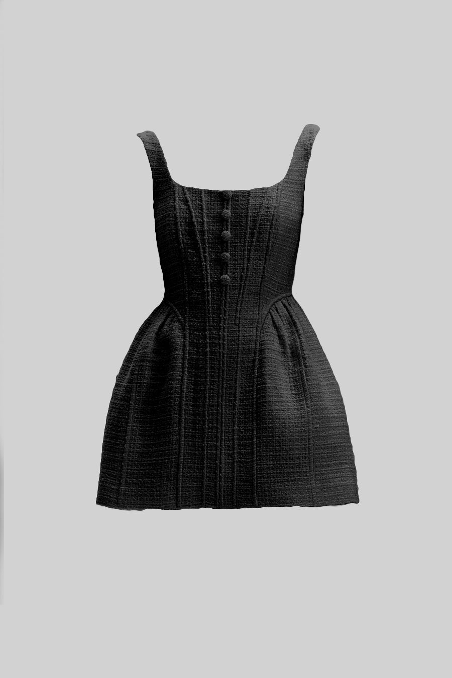 Textured Sleeveless Mini Dress With Fitted Bodice  - Black