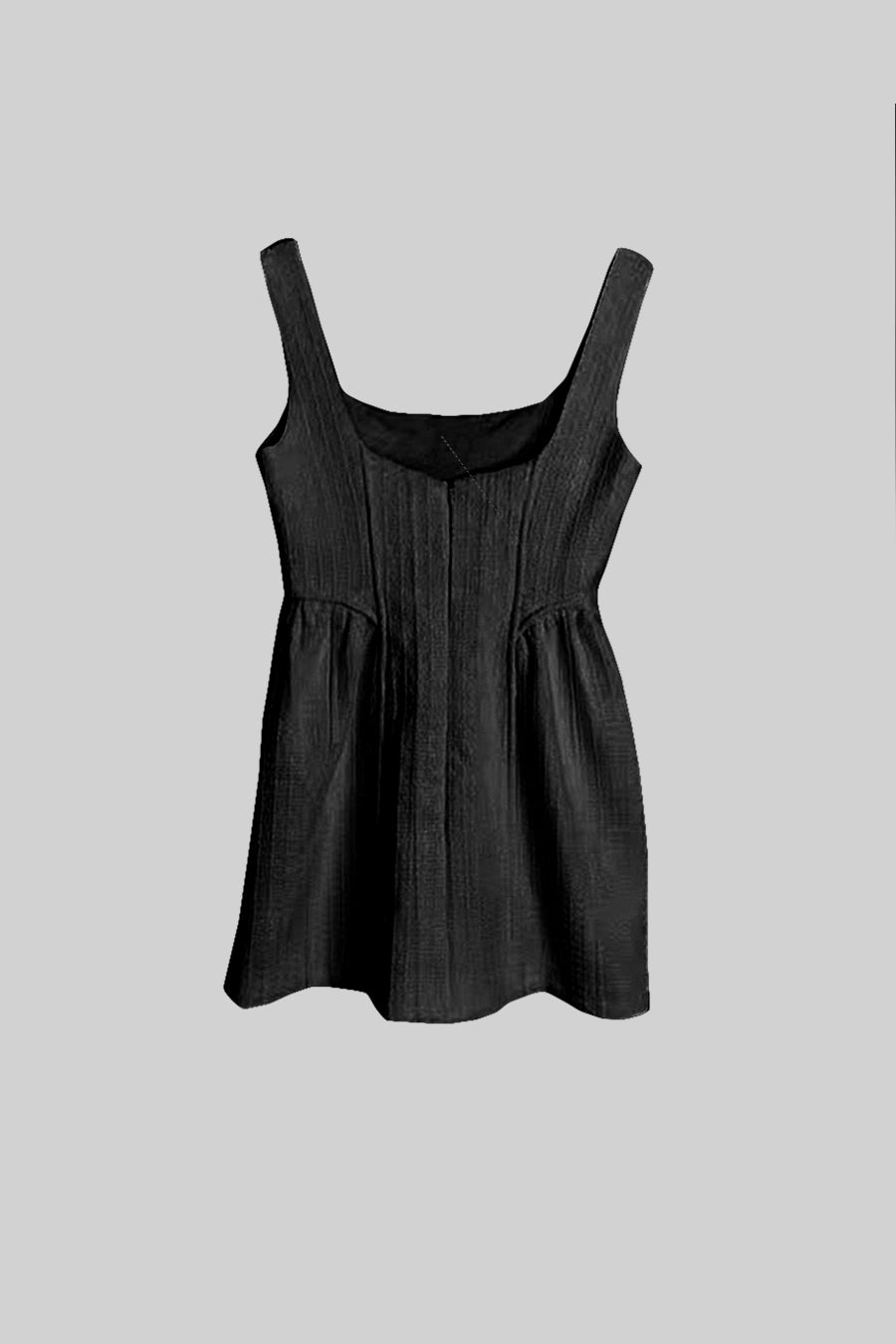 Textured Sleeveless Mini Dress With Fitted Bodice  - Black