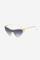 Futuristic Cat-Eye Shield Sunglasses with Gold Frame – Black