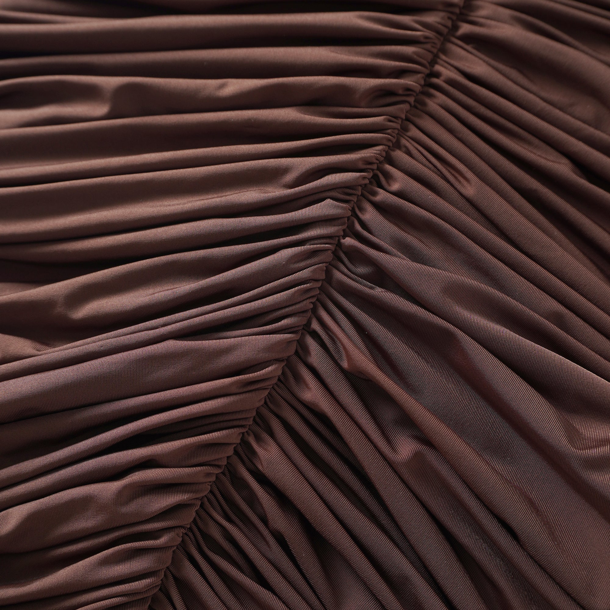 Charitina Brown Fitted Ruched Midi Dress