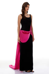 Aurora Black Color Block Layered Maxi Dress