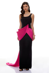 Aurora Black Color Block Layered Maxi Dress