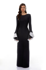 Bente Black Color Block Draped Maxi Dress