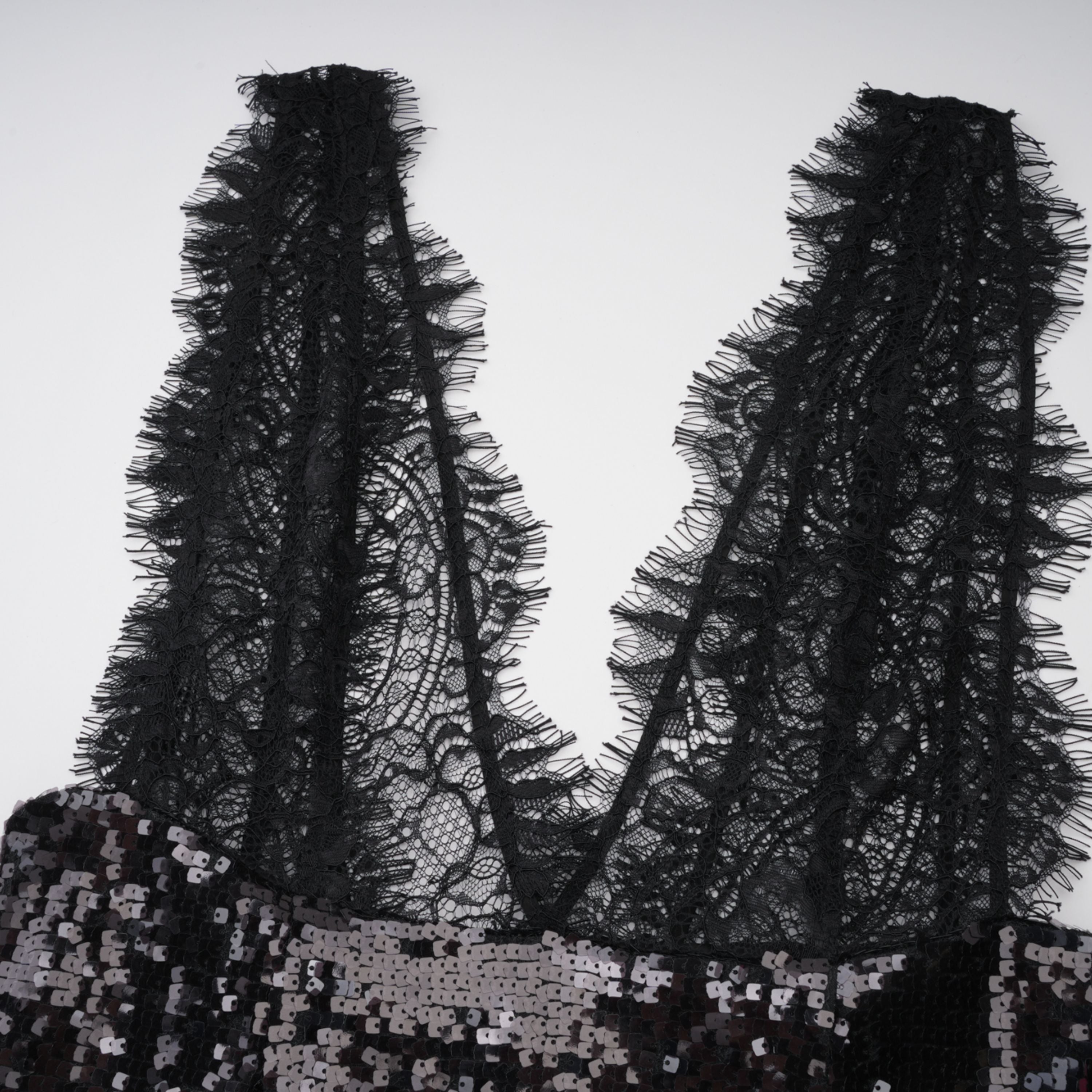 Ava Black Lace Panel Sequined Maxi Dress