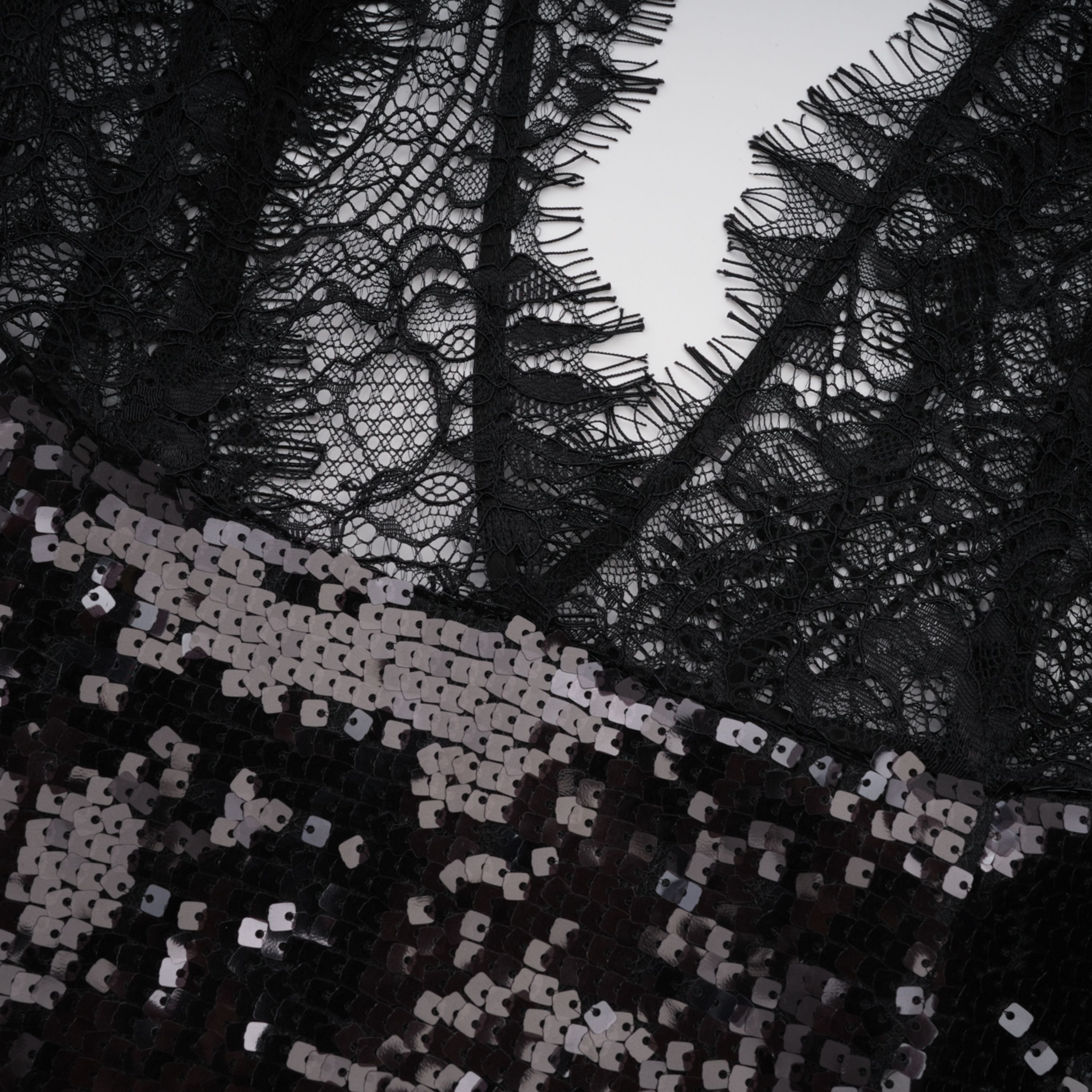 Ava Black Lace Panel Sequined Maxi Dress